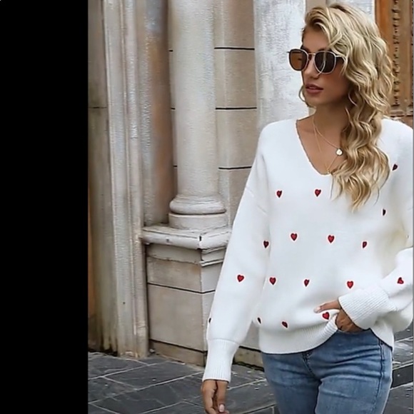 ♥️Fitshinling V Neck Embroider ♥️ Pullover Sweater: White//Sage//Black M NWT - Picture 11 of 12